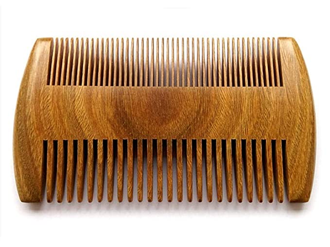 Myhsmooth GS-SM-NF Handmade Natural Green Sandalwood No Static Comb Pocket Comb Perfect Beard Comb with Aromatic Scent for Long and Short Beards Perfect Mustache Comb(4" Long Two Sides)
