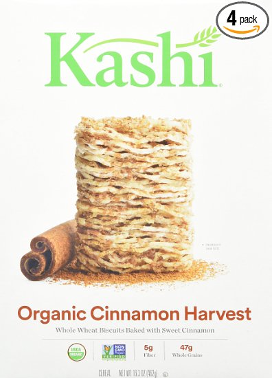 Kashi Organic Promise Cereal, Cinnamon Harvest Whole Wheat Biscuits, 16.3 Ounce Boxes (Pack of 4)
