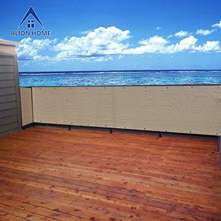 Alion Home Elegant Privacy Mesh Windscreen For Backyard Deck, Patio, Balcony,Fence, Porch. Banha Beige (35''x26')