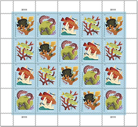 Coral Reefs Postcard Rate Sheet of 20 Stamps