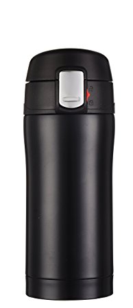 Kooyi Vacuum Insulated Travel Coffee Mug, One-handed Open and Drink, 100% Leak Proof (8.5 oz) (Black)