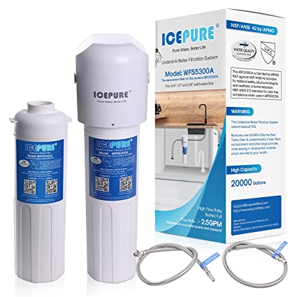 ICEPURE Under Sink Water Filter System, 20K Gallons Ultra High Capacity, Direct Connect Under Counter Drinking Water System, 0.5 Micron and Replacement Filter