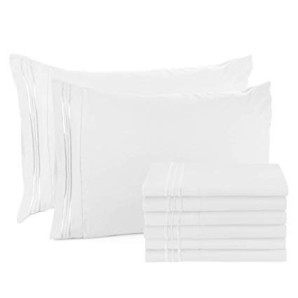 Nestl Bedding Solid Microfiber Queen/Standard 20 x 30 Inches Pillowcases, White (Set of 8)