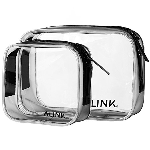 Clear Travel Toiletry Bag, TSA Approved Carry-On Ziplock Cosmetic Accessories Container, 2 Pack