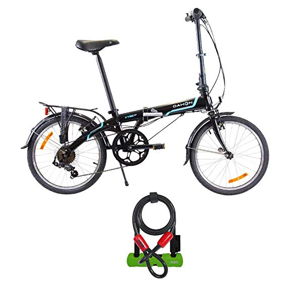 Dahon Vybe D7 Folding Bike (20" Wheel Size) with Abus 410 Ultra U-Lock Shackle and Cobra Cable Kit