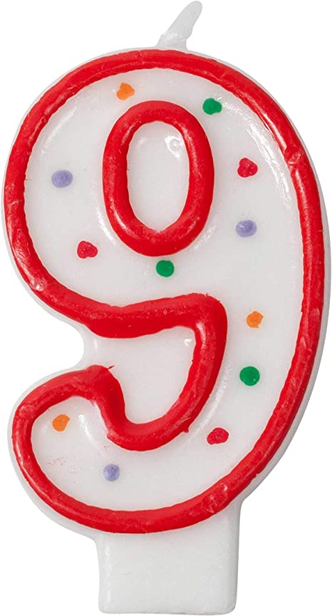 Jacent Polka Dot Number Birthday Candle Cake Topper - #9 Candle