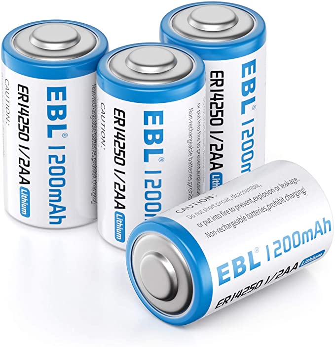 EBL 1/2 AA Size 14250 ER14250 3.6 Volt Lithium Batteries, 1200mAh High Capacity Batteries for Dog Collars and Baby Movement Monitor Alarm Systems and More