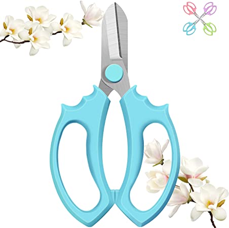 SUMYOUNG Pruning Shears, Professional Floral Scissors with Comfortable and Colorful Grip Handle, Gardening Shears Perfect for Arranging Flowers, Garden Pruning, Trimming Plants, Picking Fruit-Blue