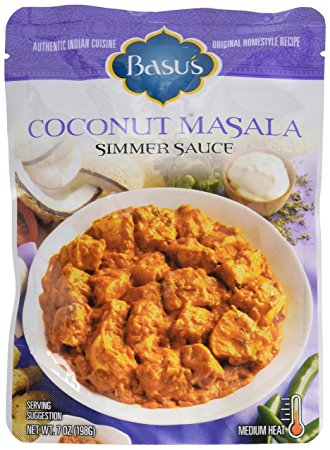 Basu’s HomeStyle Coconut Masala Simmering Sauce pouch (7oz x 6 pack) - Indian curry flavors from home