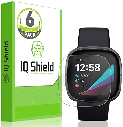 IQ Shield Screen Protector Compatible with Fitbit Versa 3 / Fitbit Sense (6-Pack) Anti-Bubble Clear Film