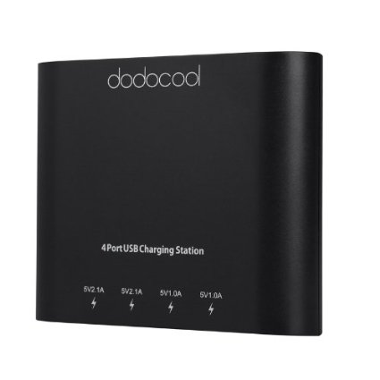 dodocool 4-Port USB Charger Power Adapter Portable Travel Charger for iPhone 5C5S5 HTC MP3 iPad iPod Tablet Samsung Digital Camera 5V 1A21A US Plug Black