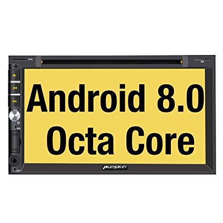 PUMPKIN Android 8.0 Car Stereo Double Din with DVD Player, GPS Navigation, WiFi, Support Fastboot, Backup Camera, Android Auto, AUX, USB SD, 7 inch Touch Screen