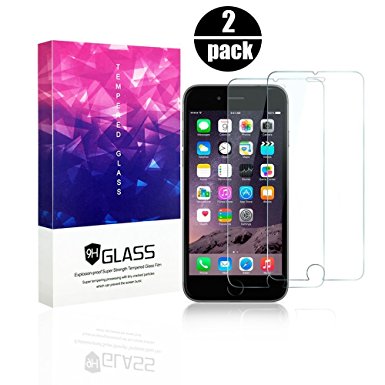 iPhone 6 Tempered Glass Screen Protector for Apple iPhone 6, 0.26mm Ultra-thin, Super Strong 9H Hardness, Bubble Free,DNLM Screen Protector 2-PACK