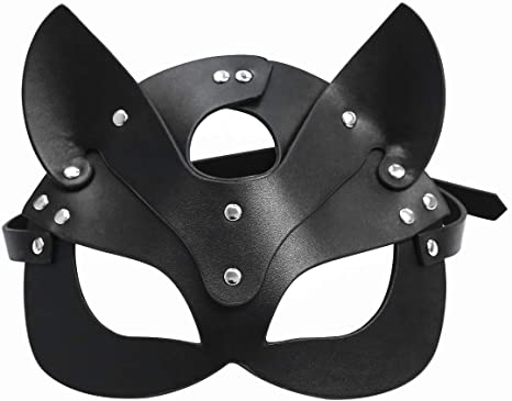 HOT TIME Cat Woman Handwork Mask for Cosplay Costume and Rivets Cat Womans Masquerade Mask