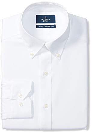 Buttoned Down Mens Tailored Fit Solid Non-Iron Dress Shirt 3 Collars Available