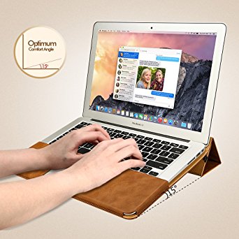 MacBook Air 13 Case, Jisoncase Protective Book Flip PU Leather Case Sleeve Pouch Shell Stand Cover For MacBook Air 13.3'' Retina Brown JS-AIR-06R20