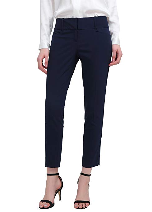 YTUIEKY Women's Pants Straight Fit Trouser Slim Casual Comfy Skinny Pants with Pockets