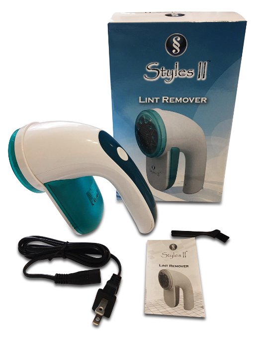 Styles II Fabric Lint Remover -Newer-Looking Clothes In Seconds -Portable & Cordless-Multipurpose For Lint, Pills, Fuzz & Dog Hair -Easy to Use For Clothing, Blanket, Carpet & More- Ergonomical Design