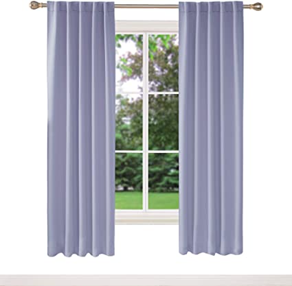 Deconovo Blackout Curtain Panels for Kids Bedroom Room Darkening Back Tab and Rod Pocket Curtains 42x72 Inch Light Purple 2 Panels