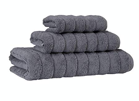 Bagno Milano Luxury Hotel & Spa Collection 700 GSM Towel Set, Aqua Fibro Turkish Cotton Set of 3 Towel Bundle, Grey