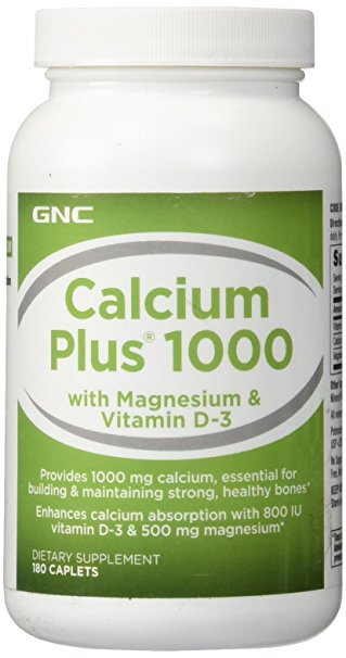 GNC Calcium Plus 1000 with Magnesium & Vitamin D, 180 Caplets