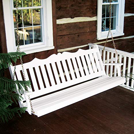 Dress the Yard Royal English Amish-Crafted Yellow Pine Porch Swing (4 Foot, White)
