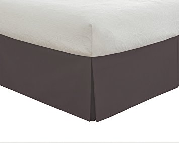Lux Hotel Bedding Tailored Bed Skirt, Classic 14” Drop Length, Pleated Styling, Cali King, Grey