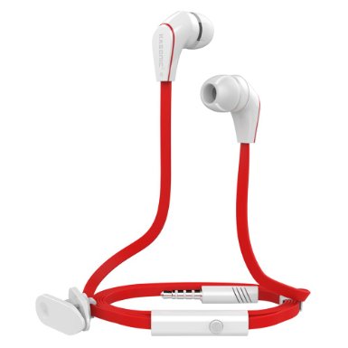 Kasonic® Headphones, Headset In-Ear earbuds Earphones headset with Mic Stereo 3.5mm Plug Type for iPhone 6, 6 Plus, iPod, iPad Air, Samsung S6 S5, HTC, LG G4 G3, Android Smartphones, MP3 Players (KS700-RED&WHITE)