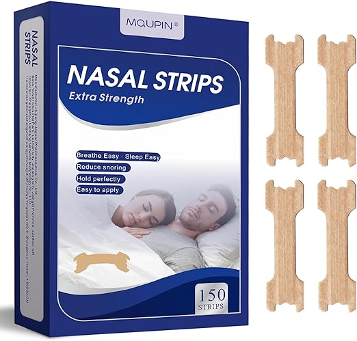 MQUPIN 150 Pcs Nasal Strips,Drug-Free,Safe,Long Effect,Reduction Snoring,Snoring Strips for Nasal Congestion Relief and Sleep Improvement