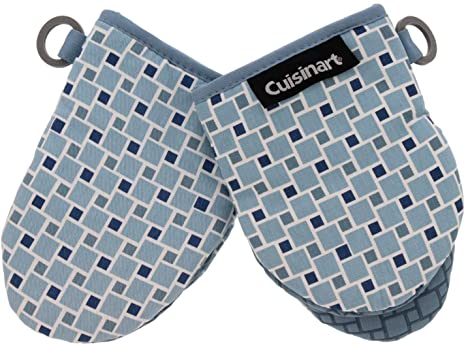 Cuisinart Silicone Mini Oven Mitts, 2 Pack-Little Oven Gloves for Cooking-Heat Resistant, Non-Slip, Hanging Loop, 5.5” x 7.5”-Ideal for Handling Hot Kitchen/Bakeware Items - Checkered Arona