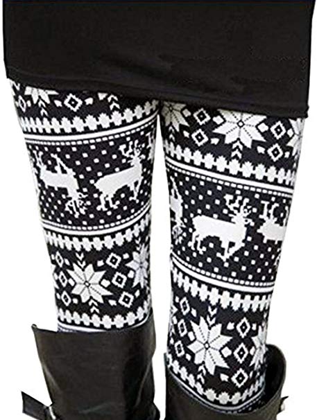 DawnRaid Womens Ultra Soft Brushed Christmas Leggings Pants Ankle Length,XS-3XL