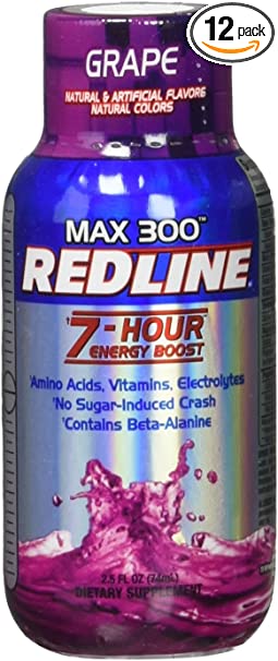 VPX Redline Power Rush 7-Hour Energy Max 300 Shot Supplement, Grape, 2.5 Ounce (Pack of 12)