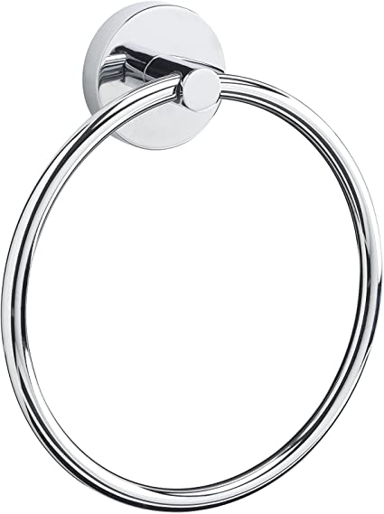 Croydex Flexi-Fix Romsey Towel Ring with Zinc Alloy Construction, Chrome