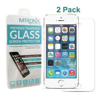 iPhone 55s5c Screen Protector2 Pack MTRONX848202mm25D9H Hardness HD Ultra Thin Clear Ballistic Tempered Glass Screen Protector for Apple iPhone 5 iPhone 5s iPhone 5c 2 PackGSP02