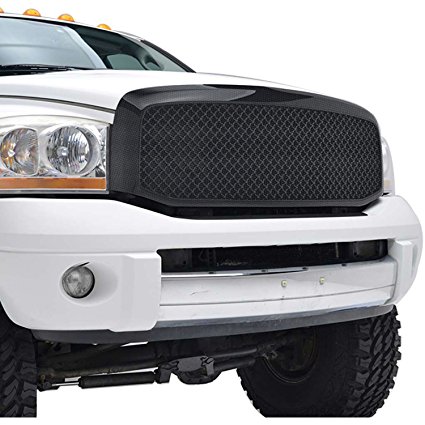 E-Autogrilles 06-08 Dodge Ram 1500 ABS Black Carbon Fiber Look Replacement Mesh Grille Grill W/Shell (41-0112CF)
