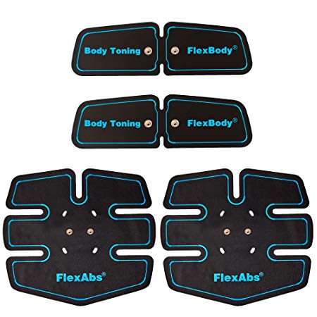 Flextone Replacement Gel Pads for Abs Stimulator - 4 Pcs | FDA Cleared | Used for EMS Muscle Toner, Abdominal Toning Belt & Waist Trimmer for Body, Abdominal, Arm & Leg