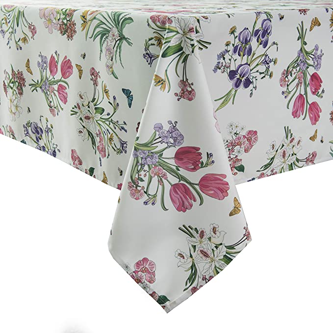 Flyspped Waterproof Wildflower Floral Print Tablecloth Rectangle Table Cloth for Dinning Room 60 Inch by 104 Inch