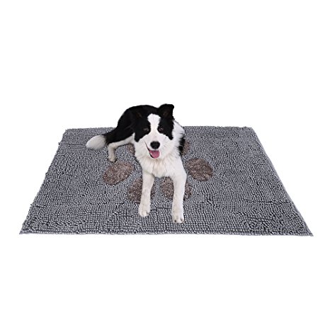 Ultra Absorbent Microfiber Chenille Dog Door Mat Cage Mat Washable and Durable Pet Mat Quickly Drying Anti Slip Backing Super Strong Absorbent Prevent Mud Dirt
