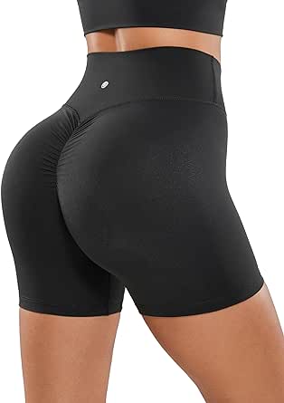 CRZ YOGA Womens Butterluxe Crossover Scrunch Butt Biker Shorts 3" / 5'' - High Waist No Front Seam Workout Yoga Booty Shorts