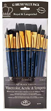 Royal & Langnickel - 9300 Series  10760:Zip N' Close 12-Piece Black Taklon Brush Set 1 - RSET-9301