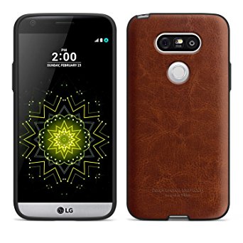 LG G5 Case [Tridea] Power Guard Premium Synthetic Leather Bumper [Shock Absorbent][Scratch-Resistant] Case for LG G5 (2016) [Brown]