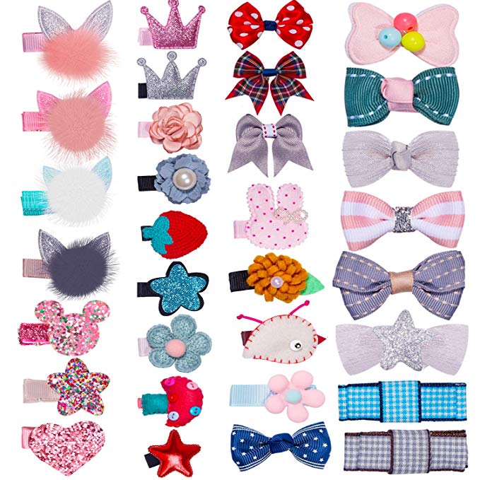32Pcs Snap Hair Clips Lovely Metal BB Hair Clip Barrettes for Girls Toddlers Kids Women Hair Accessories