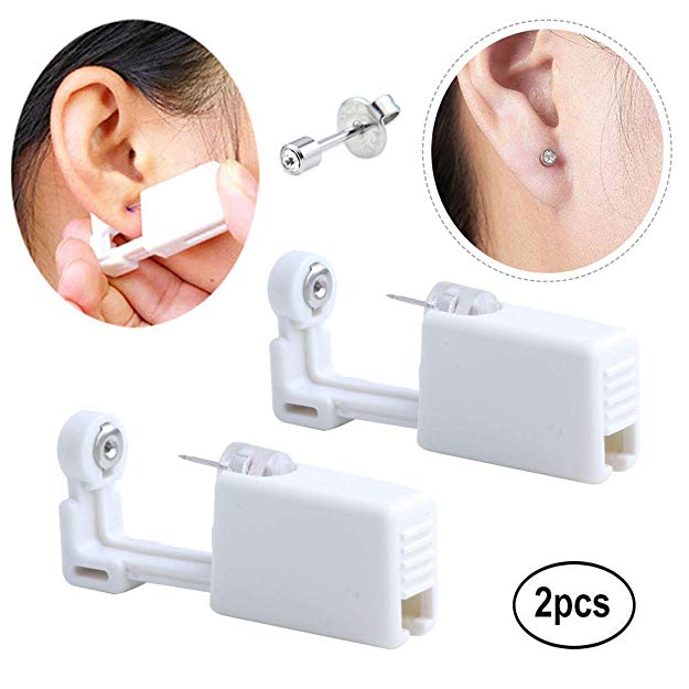 Hermosa Ear Piercing Gun Earring Disposable Ear Stud Gun Sterile No Pain Ear Piercing Gun 2 Pack