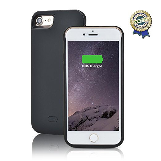 IPhone 7 Battery Case Kunter 5200mAh Rechargeable Extended Battery Charging Case for IPhone 7 (4.7 inch) External Battery Charger Case Backup Power Bank Case (Black)