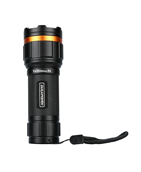 Durapower Heavy Duty 600 Lumen Cree LED Flashlight Torch Hunting/Emergency/Safety/Security/Military/Camping Adjustable Focus Zoomable 3 Brightness Levels Plus Strobe SOS With Tail Rope