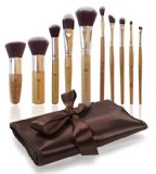 Professional Makeup Brush Set with Premium Synthetic Hair Best Bamboo Cosmetic Brushes For Eye Face and Blending Foundation Includes Travel Case Holder