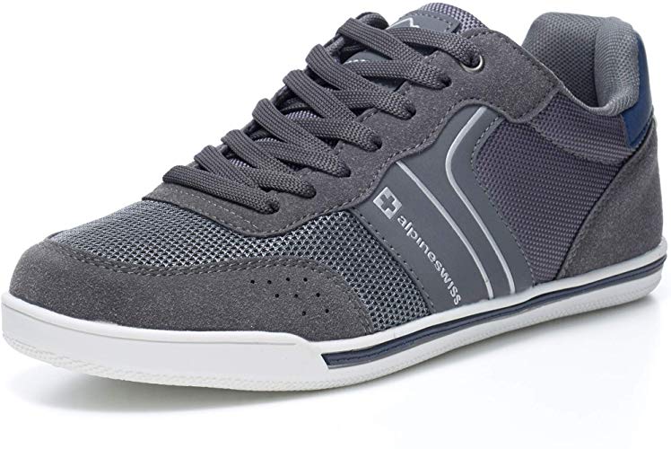 alpine swiss Liam Mens Fashion Sneakers Suede Trim Low Top Lace Up Tennis Shoes