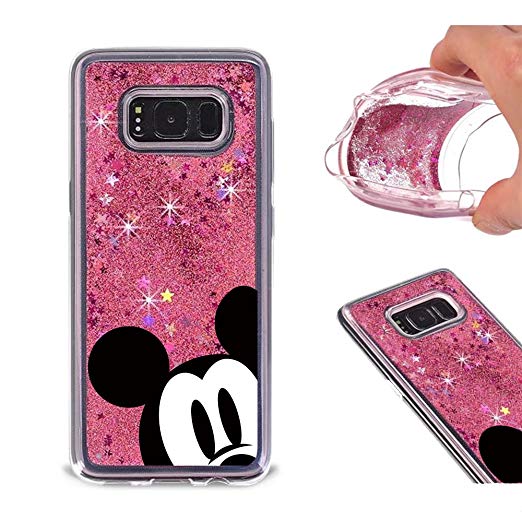 GSPSTORE Galaxy S8 case Mickey and Minnie Liquid Quicksand Moving Floating Shiny Stars Case Cover for Samsung Galaxy S8#01