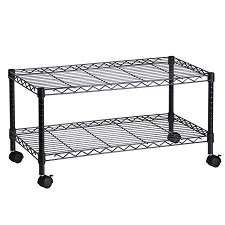 Honey-Can-Do CRT-03937 2-Shelf Rolling Media Cart with Locking wheels, steel Construction