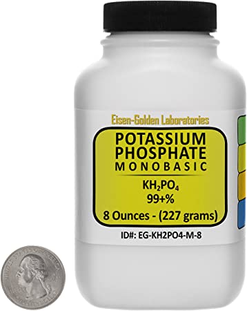 Potassium Phosphate Monobasic [KH2PO4] 99+% Fine Crystals 8 Oz in a Space-Saver Bottle USA